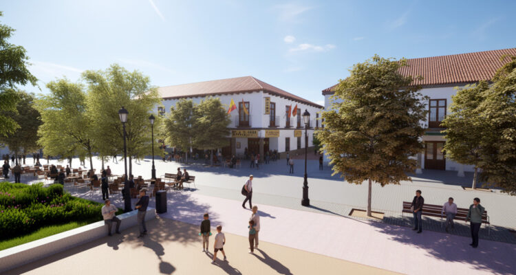 Simulación del aspecto que tendrá la Plaza Mayor de Barajas tras su remodelación