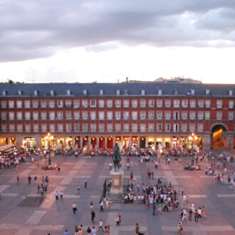 Plaza Mayor de Madrid, vista desde uno de los balcones de los edificios