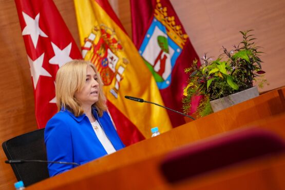 Sanz durante la rueda de prensa de la Junta de Gobierno celebrada en el distrito de Chamartín