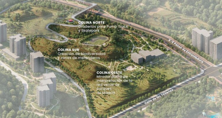 Esquema de las tres colinas artificiales