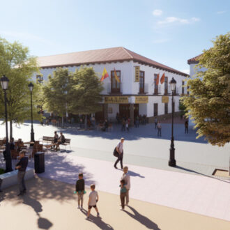 Simulación del aspecto que tendrá la Plaza Mayor de Barajas tras su remodelación