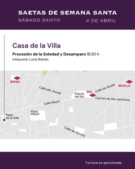 saeta Sábado Santo Casa de la Villa Madrid procesión Soledad y Desamparo horario