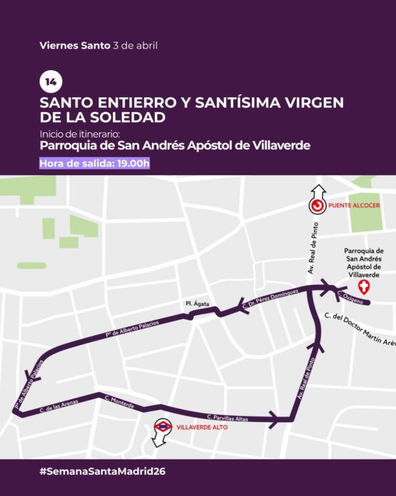 Santo Entierro Villaverde Madrid recorrido Viernes Santo parroquia San Andrés horario