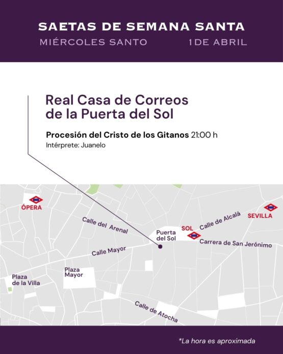 saeta Puerta del Sol Cristo de los Gitanos Madrid Miércoles Santo horario Juanelo