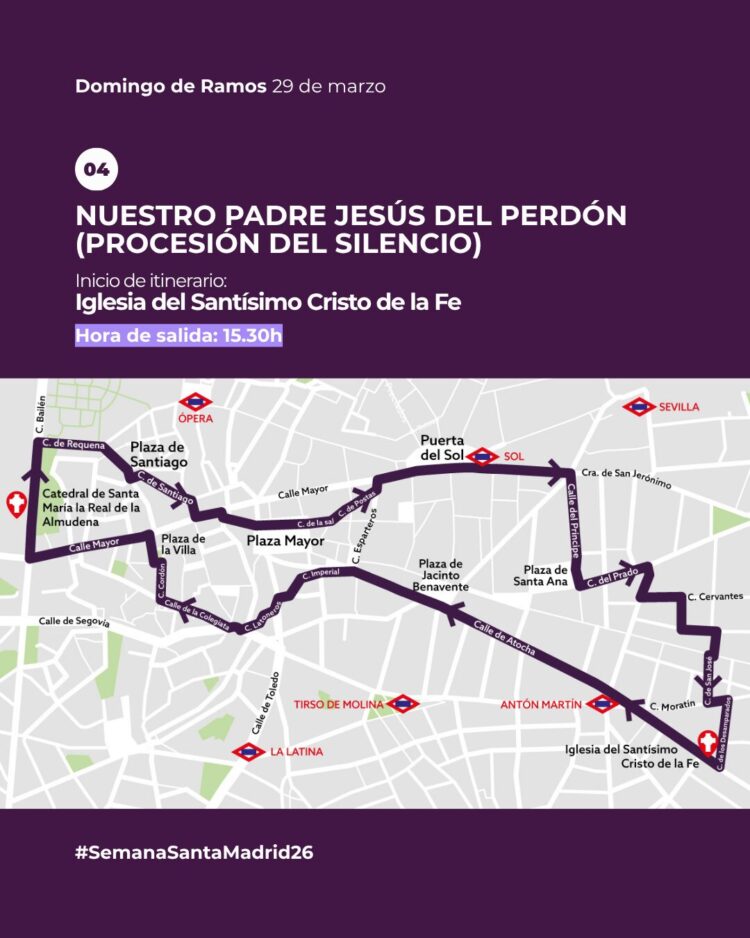 procesión del Silencio Madrid recorrido Jesús del Perdón mapa centro histórico