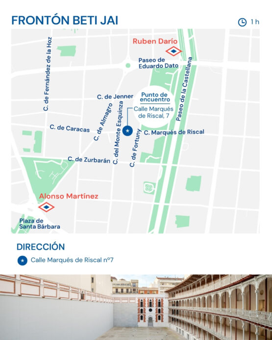 Interior del Frontón Beti Jai de Madrid, edificio histórico restaurado en Chamberí