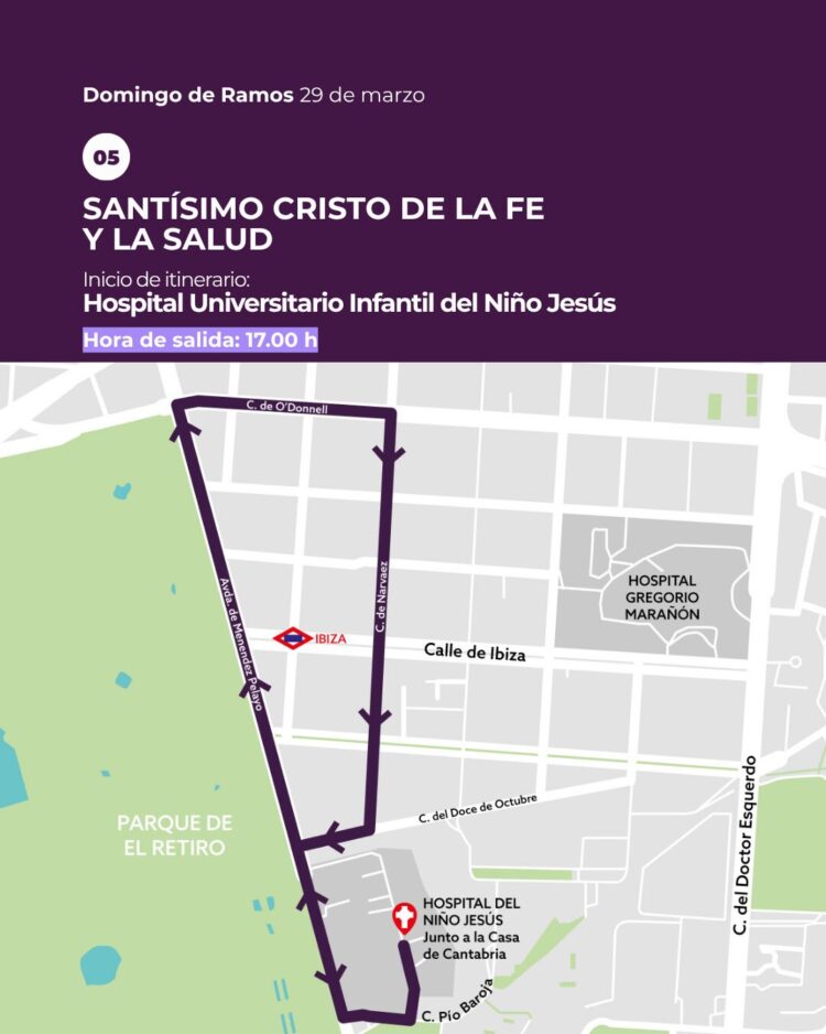 procesión Cristo de la Fe y la Salud Hospital Niño Jesús recorrido Retiro Madrid