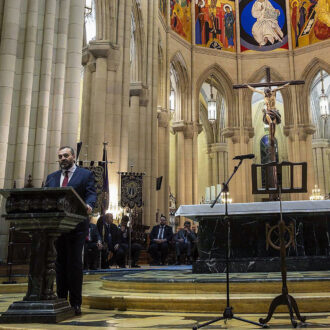 El concejal durante el pregón en la Catedral de la Almudena
