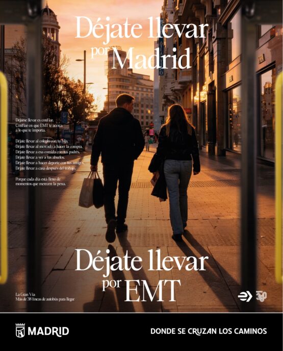 Imagen de la campaña ‘Déjate llevar por Madrid, déjate llevar por EMT’