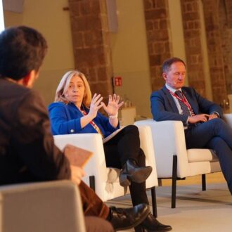 La vicealcaldesa, Inma Sanz, durante su intervención en el Local Security Congress de Barcelona
