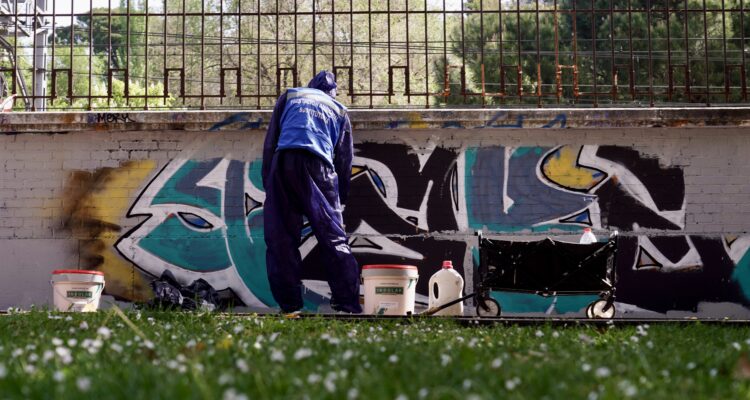 Con respecto a 2024, el año pasado se ha reducido en un 26 %, tanto la superficie total como la superficie media de las pintadas limpiadas por las patrullas antigrafitis