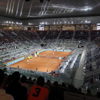 Imagen de la pista de Caja Mágica, durante la celebración de un partido del Mutua Madrid Open