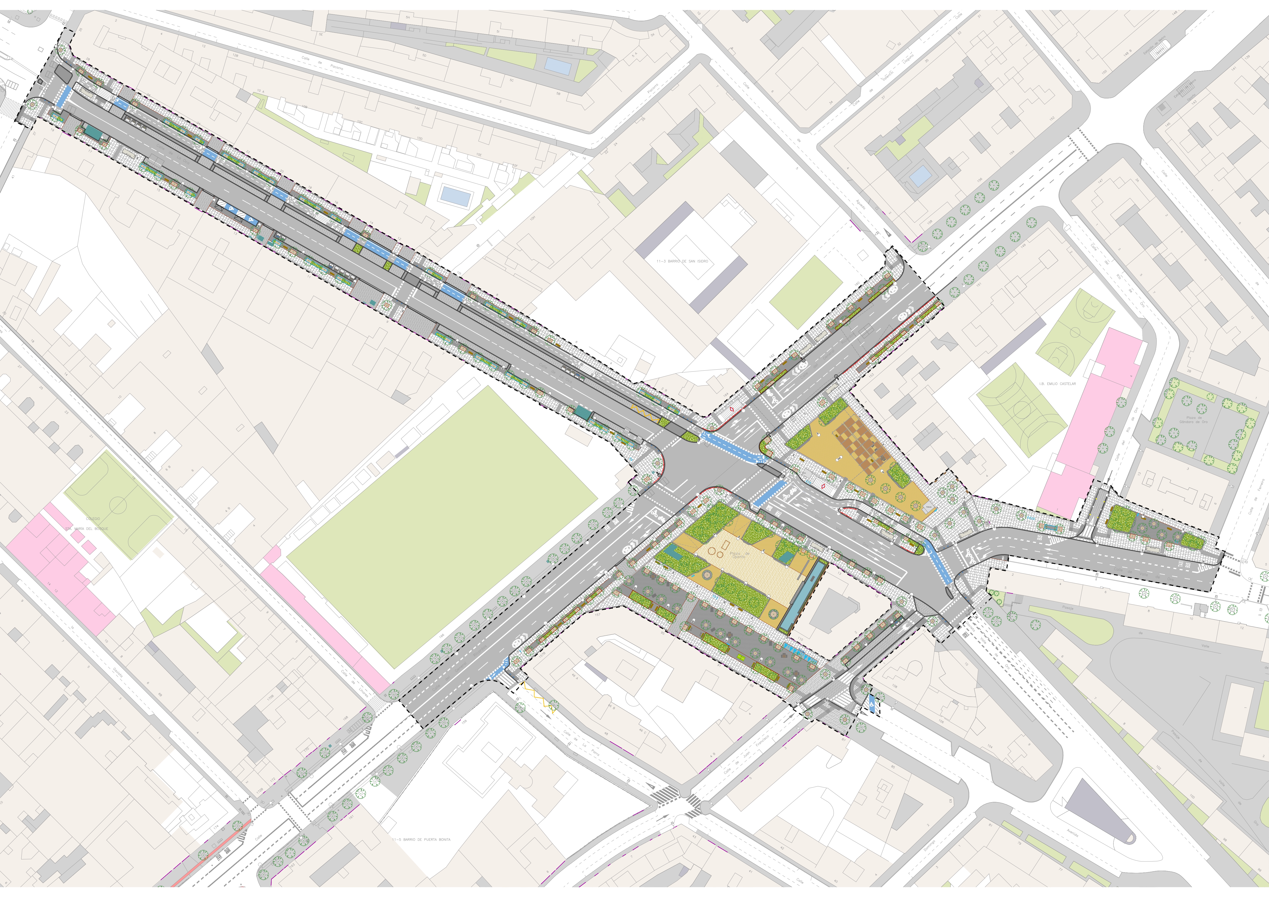Plano de la plaza Oporto y entorno