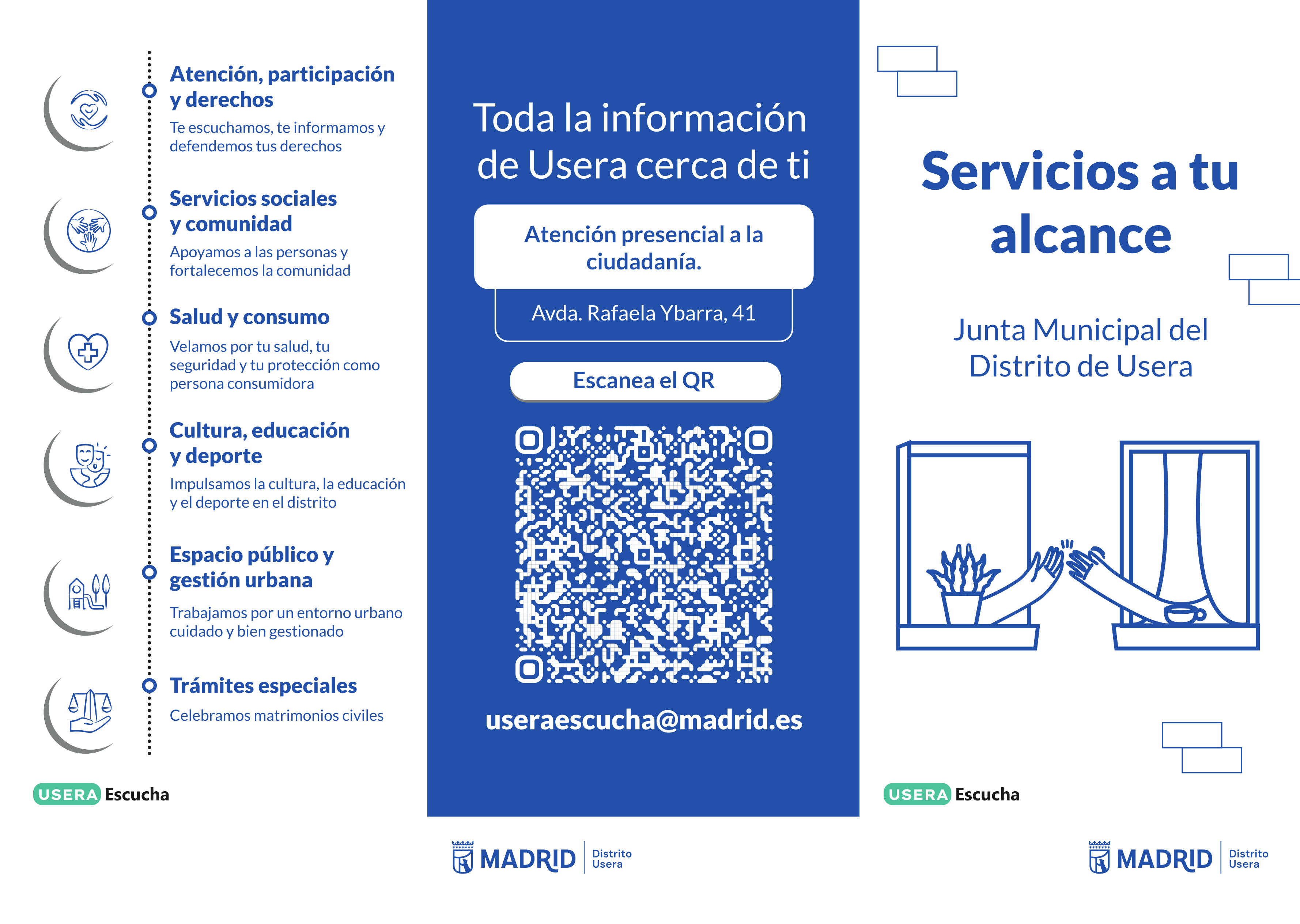 Imagen del tríptico del proyecto ‘Servicios a tu alcance, Usera cerca de ti’ 