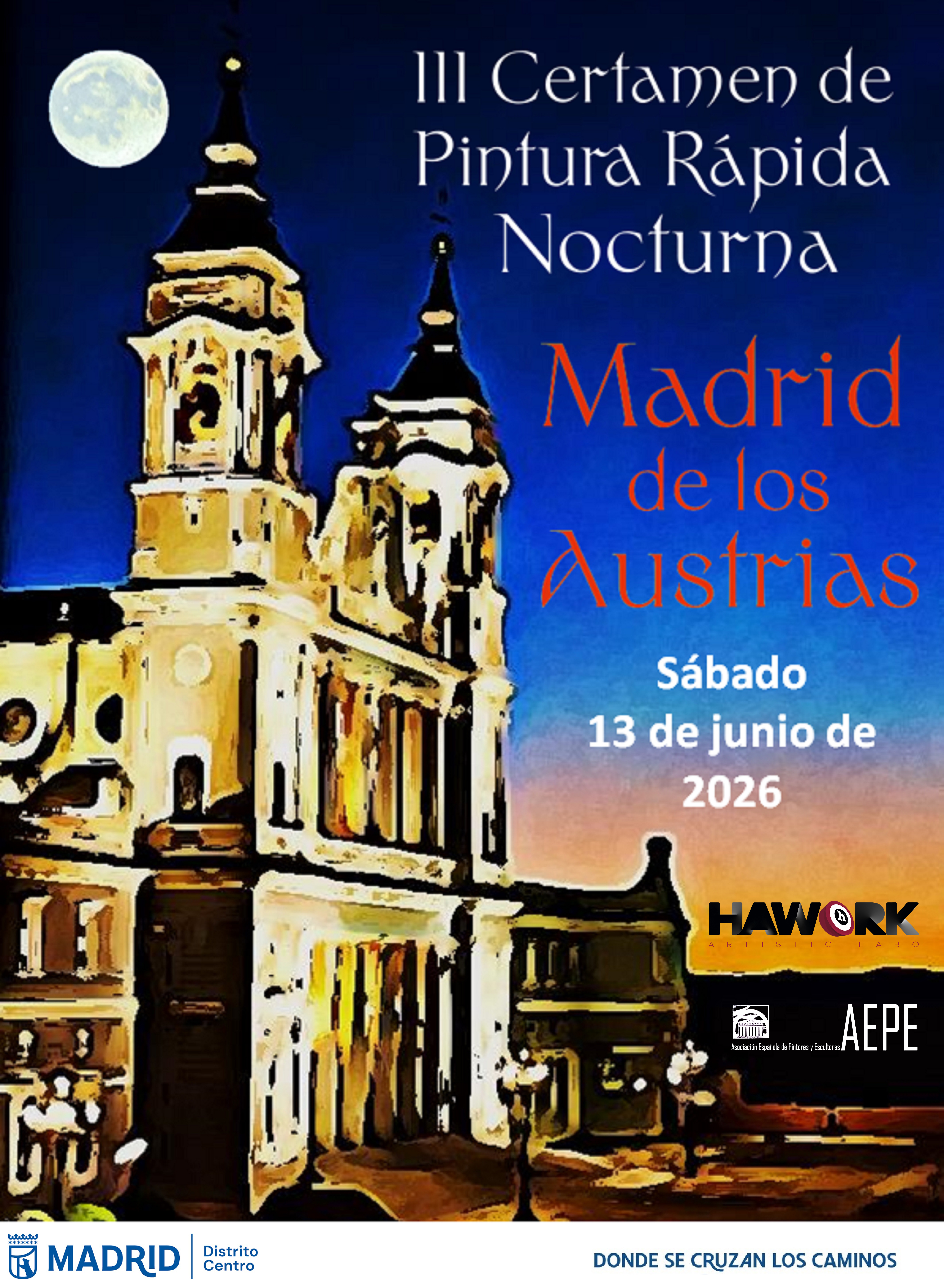 Imagen del cartel del III Certamen de Pintura Rápida Nocturna ‘Madrid de los Austrias’