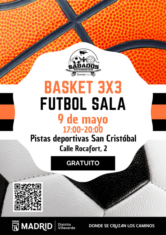 Cartel del Torneo de Fútbol Sala y Baloncesto 3×3 en Villaverde