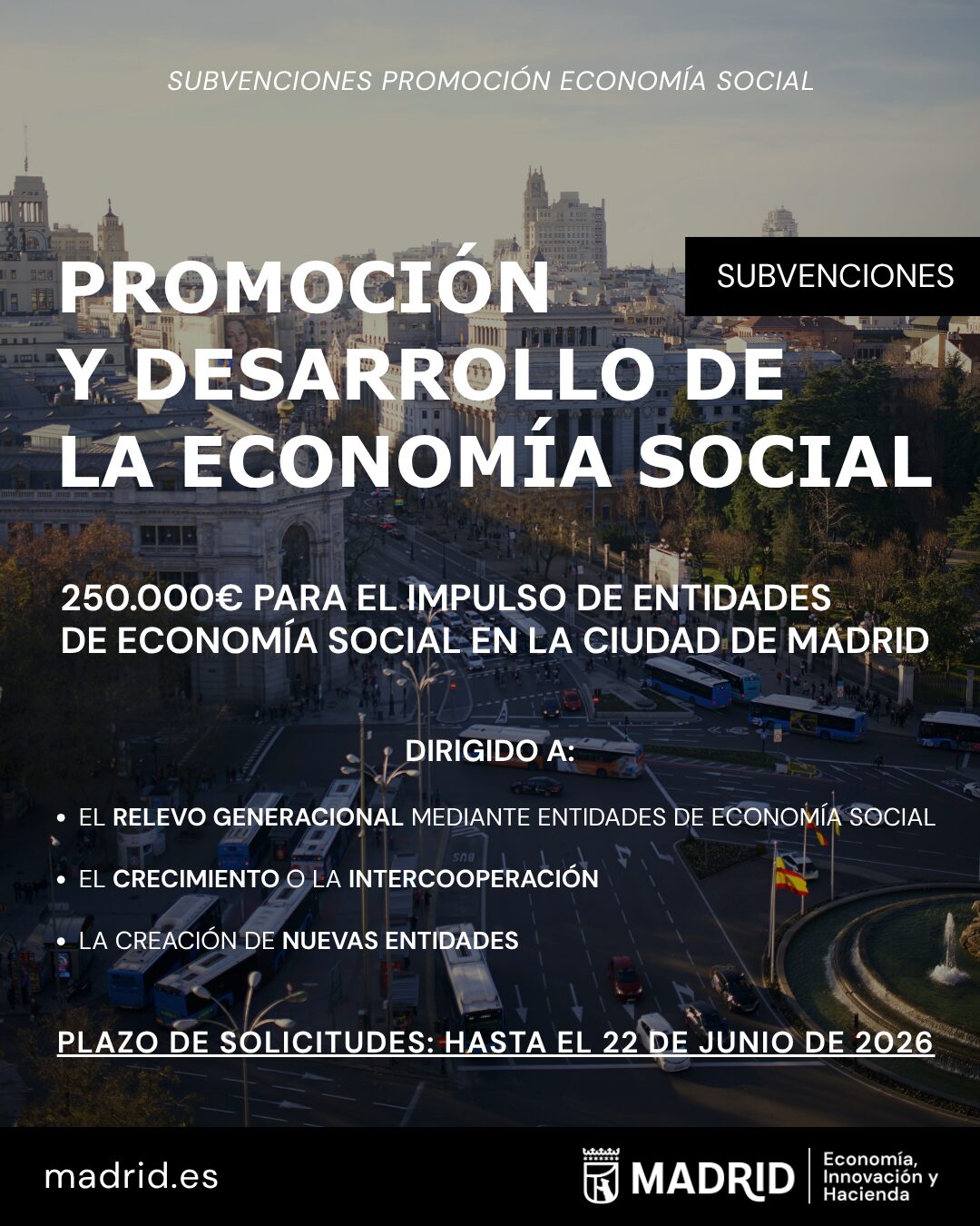 Cartel de la convocatoria de subvenciones para la promoción y el desarrollo de la economía social