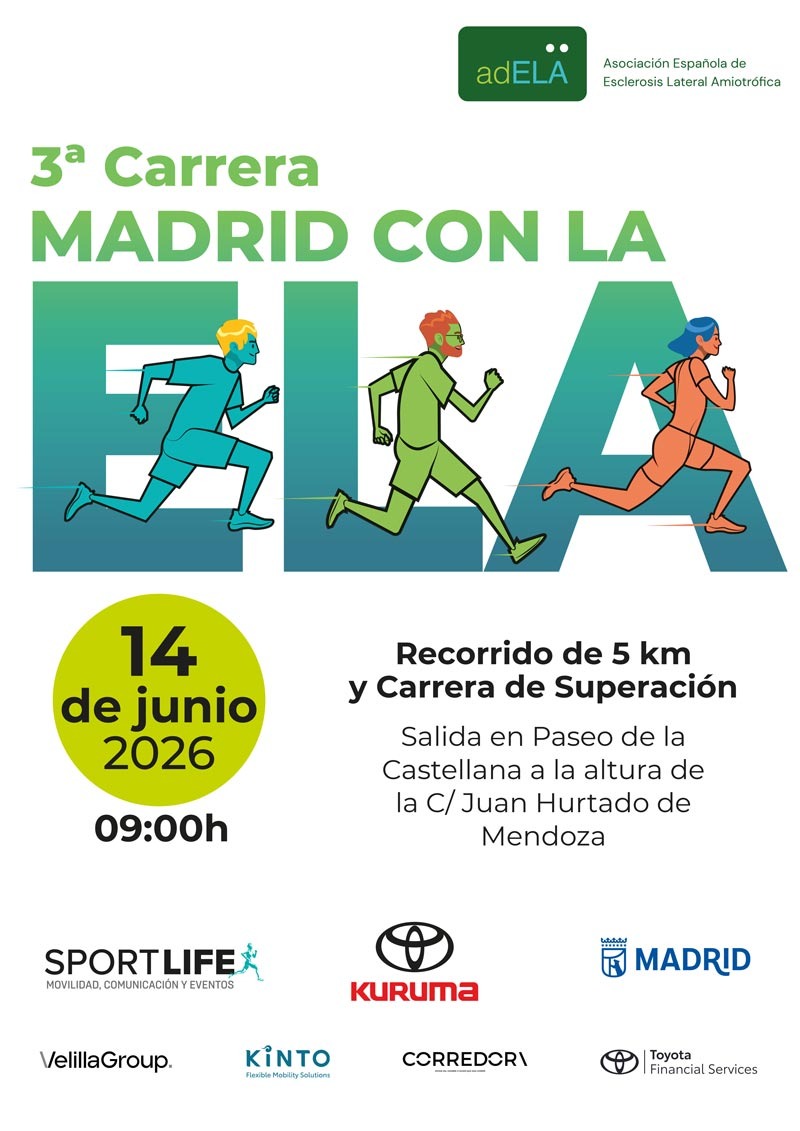 Imagen del cartel de la III Carrera Madrid con la ELA