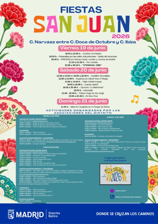 Cartel del programa de las fiestas del distrito de Retiro 2026