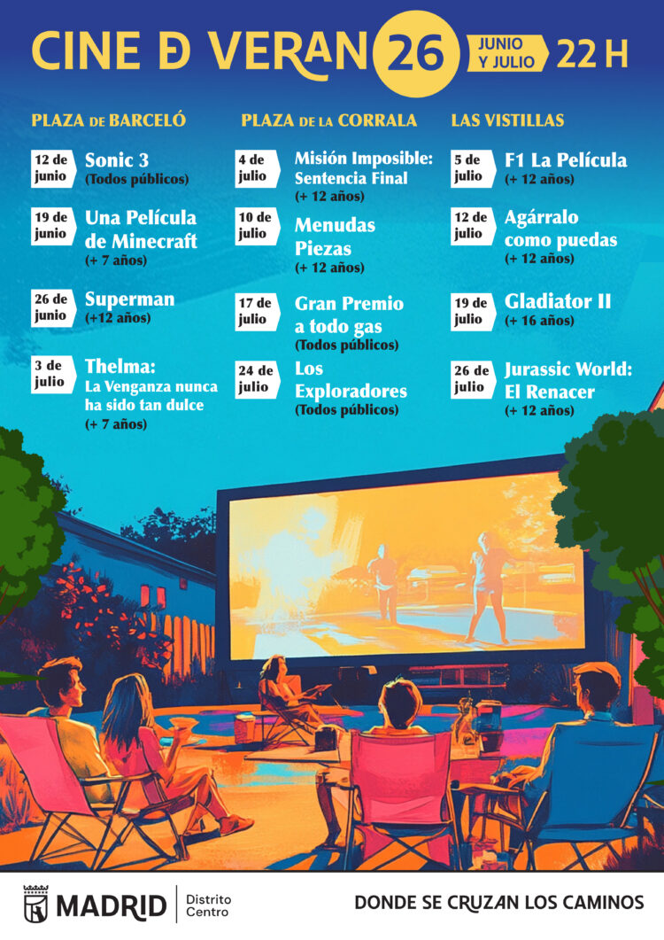 Imagen del cartel del cine de verano 2026 del distrito Centro