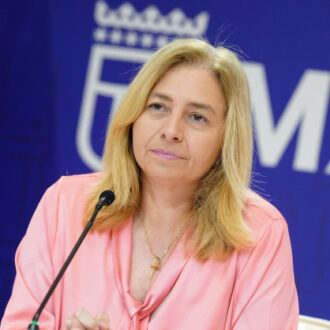 La vicealcaldesa y portavoz municipal, Inma Sanz, durante la rueda de prensa posterior a la Junta de Gobierno