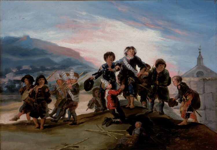 Cuadro de Goya de niños jugando a soldados
