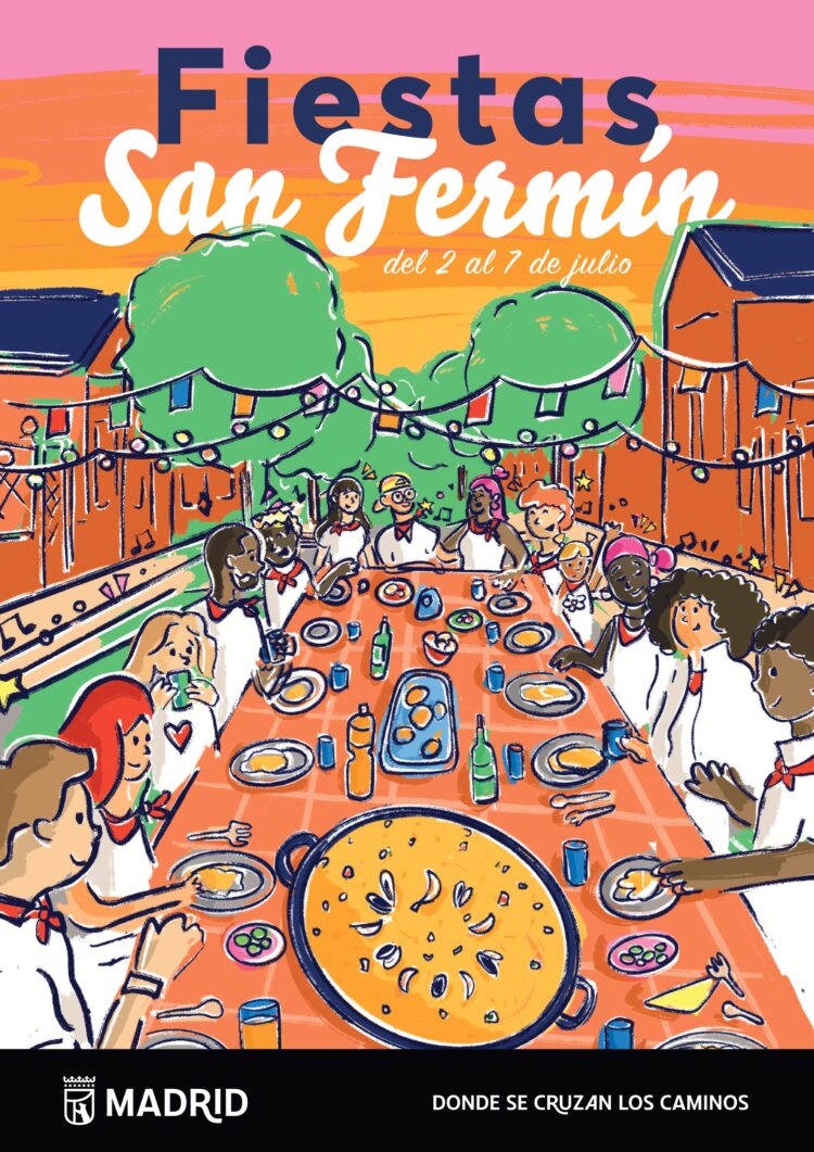 Cartel de las Fiestas de San Fermín 2026 en distrito Usera