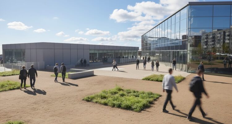 Recreación del futuro pabellón polideportivo de Sanchinarro