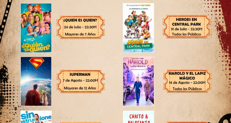 Cartel de la programación del cine de verano de Usera en el Mirador de Pradolongo