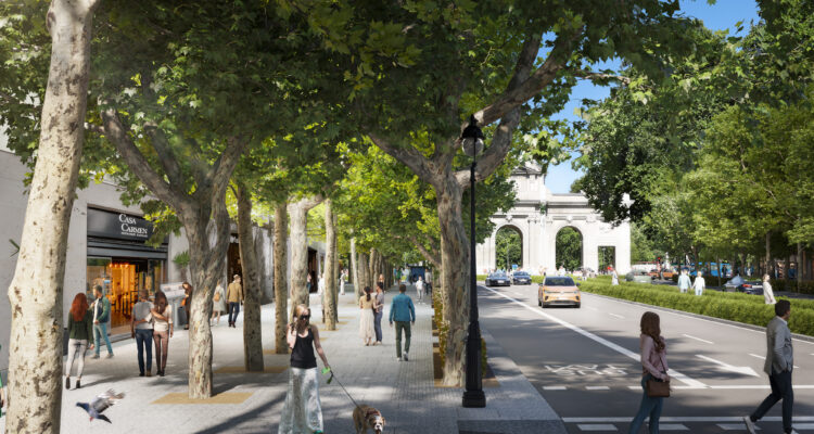 Render del proyecto de remodelación de la calle de Alcalá entre las plazas de Cibeles e Independencia