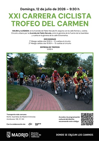 Cartel con imagen de ciclistas para anunciar la XXI Carrera ciclista Trofeo del Carmen