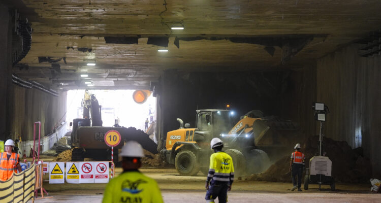 Obras en el túnel del ámbito Parque Castellana