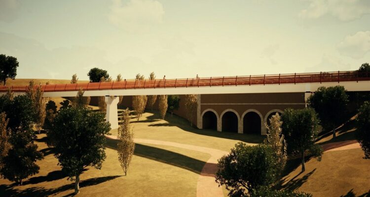 Recreación digital de la nueva pasarela peatonal del parque de la Cornisa de Tetuán