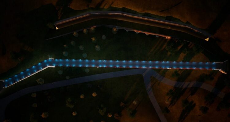 Recreación digital de la nueva pasarela peatonal del parque de la Cornisa de Tetuán
