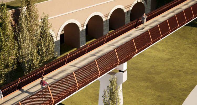 Recreación digital de la nueva pasarela peatonal del parque de la Cornisa de Tetuán