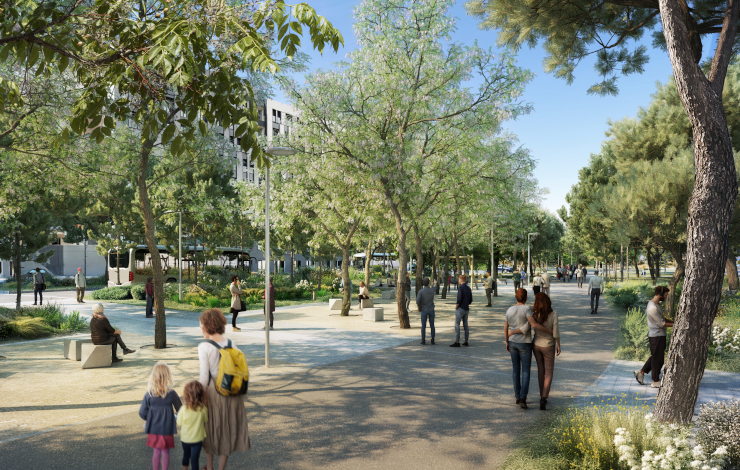 Recreación digital del futuro bulevar del Ensanche de Vallecas