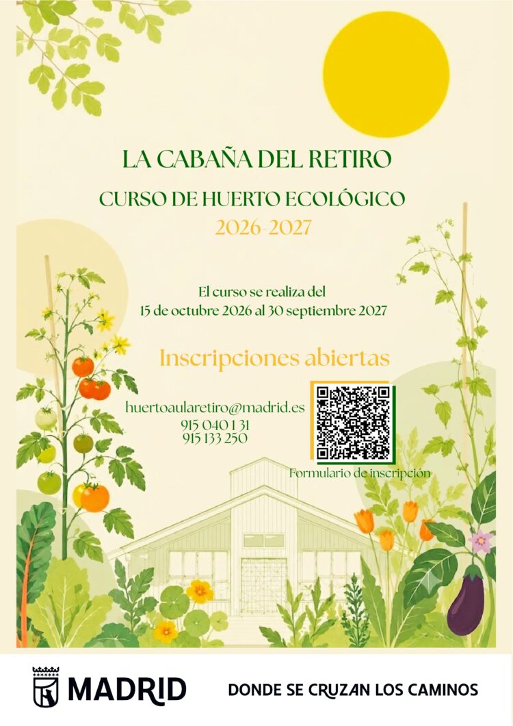 Cartel del Curso Anual de Huerto Ecológico en La Cabaña del Retiro