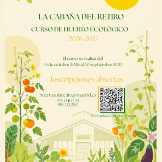Cartel del Curso Anual de Huerto Ecológico en La Cabaña del Retiro