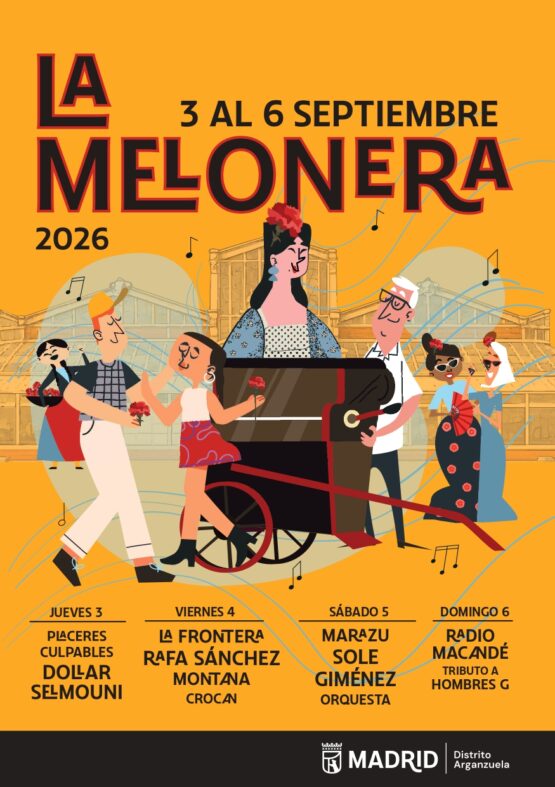 Cartel de las Fiestas de La Melonera 2026 en el distrito de Arganzuela, del 3 al 6 de septiembre