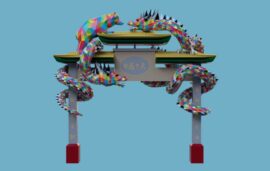 Parte frontal del diseño de Okuda del arco chino de Usera