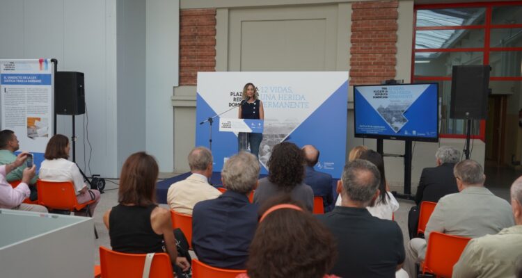 Yolanda Estrada durante la inauguración