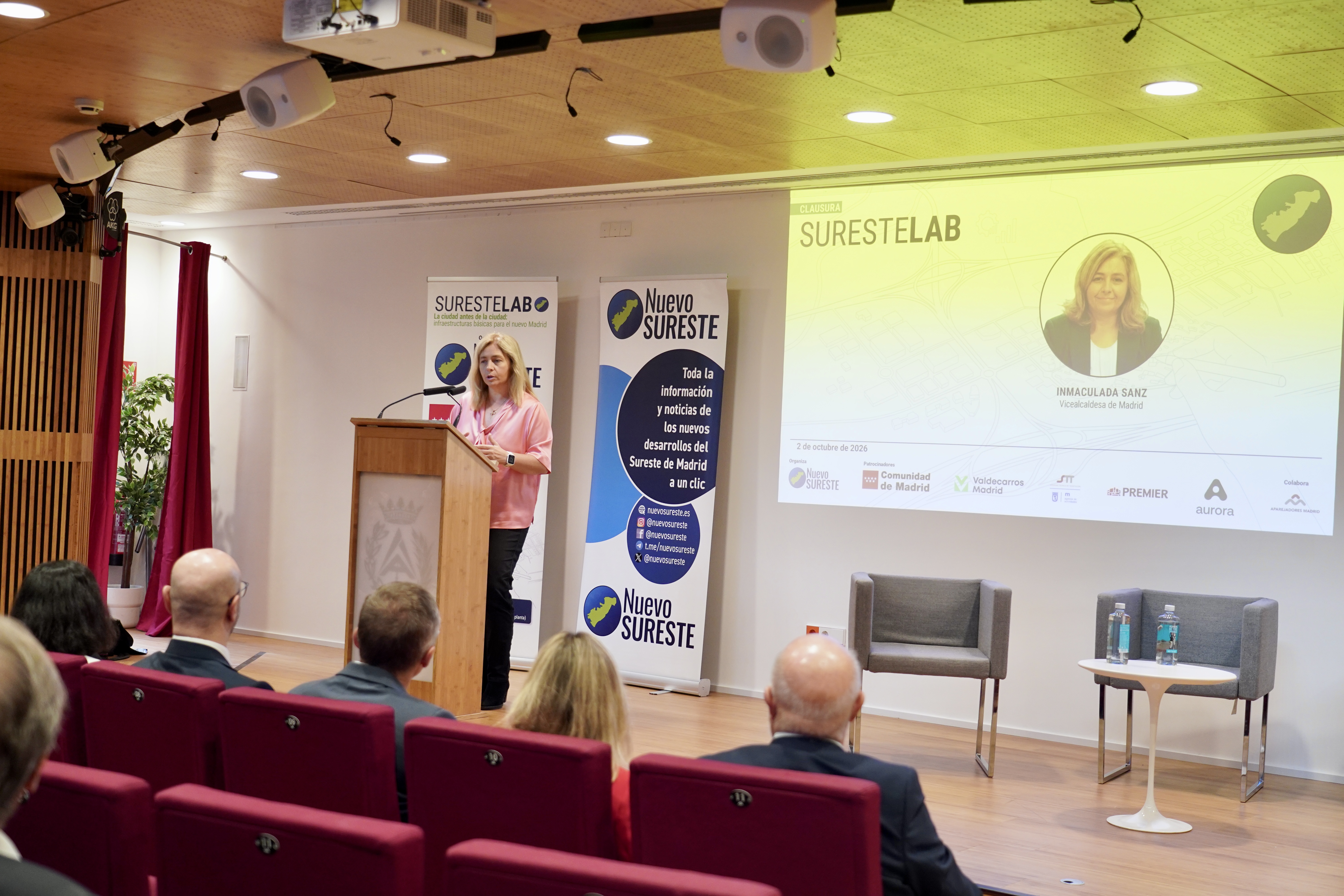 La vicealcaldesa de Madrid, Inma Sanz, clausura la jornada ‘SuresteLAB. La ciudad antes de la ciudad: infraestructuras básicas para el nuevo Madrid’