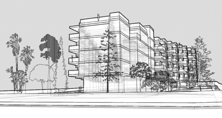 Boceto recreación en 3D de las viviendas de cohousing