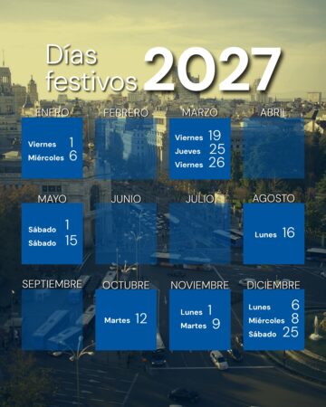 Días festivos de 2027 en Madrid