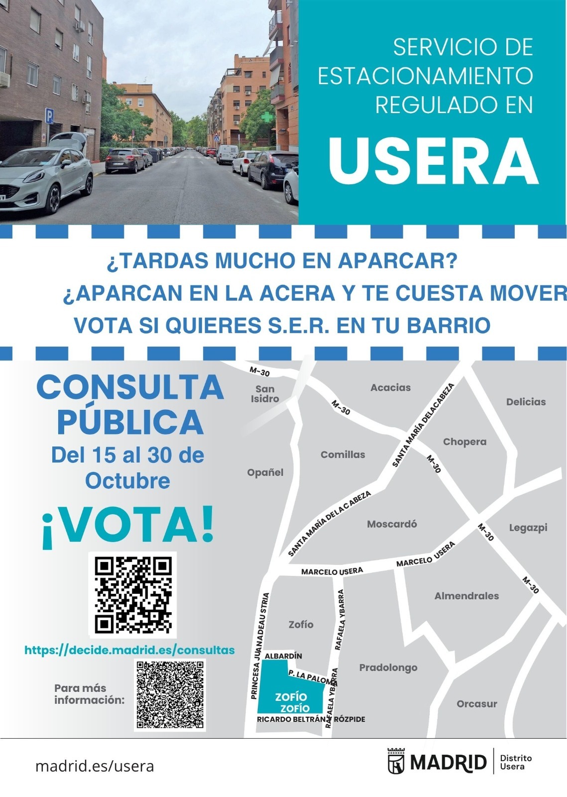 Consulta nueva zona SER en Usera