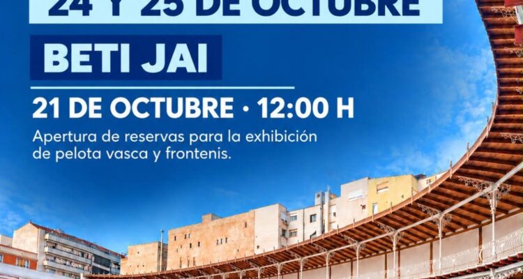 El Beti Jai reprograma las exhibiciones de pelota mano y frontenis para los días 24 y 25 de octubre