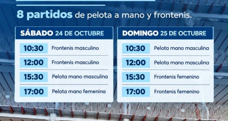 El Beti Jai reprograma las exhibiciones de pelota mano y frontenis para los días 24 y 25 de octubre
