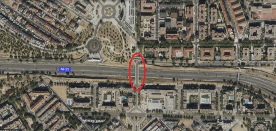 Plano situacional del puente Artemisa sobre la M-11 en el distrito de Barajas