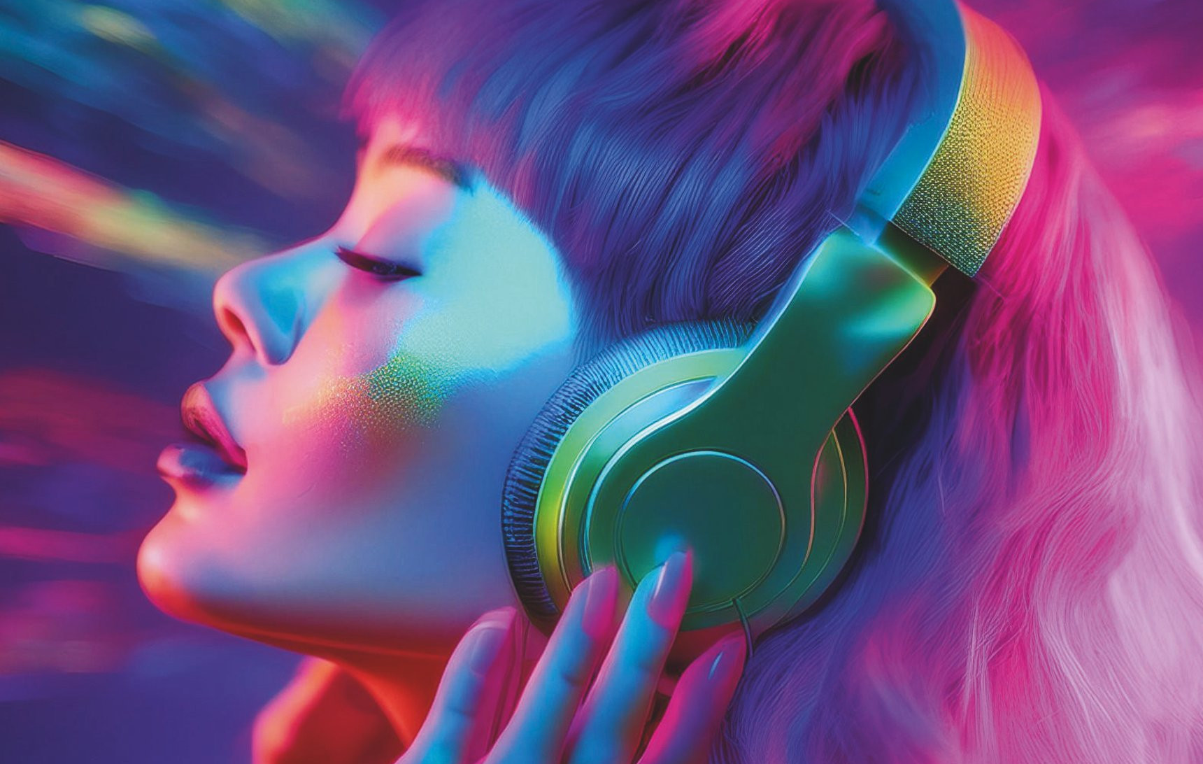Cartel de Chamartín Se Mueve. Una mujer escucha música en la imagen